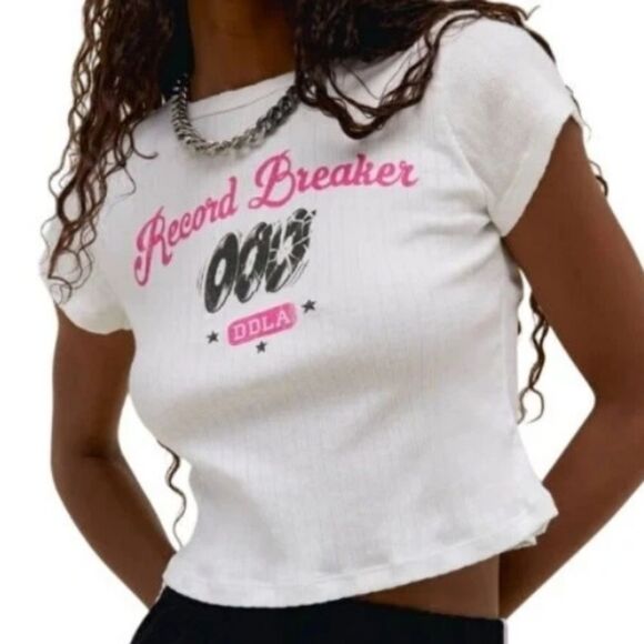 Daydreamer Record Breaker Pointelle BAE Tee Vintage White NWT - Picture 1 of 3